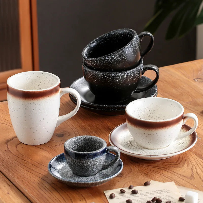 Modern Ceramic Coffee Mug 300ml Solid Color Grace Cappuccino Coffee Cup Ceramic Tea Saucer Coffee Mug Tea Cup and Saucer Set