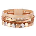 Hot Selling Fashion Multi Layer Leather Bracelet Women Magnetic Buckle PU Leather Bracelet