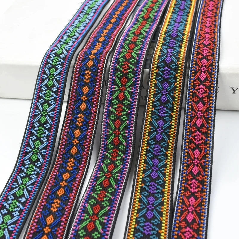 Meetee EB049 20/25mm DIY Decorative Elastic Band for Home Textile Watch Wrist Material Ethnic Style Jacquard Elastic Band