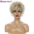 XISHIXIUAHIR Transparent Short Synthetic Straight Fluffy Mixed Color Pixie Cut Bob Wigs White Women Soft Tangle Free 150%