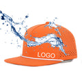 Custom Hat Flat Brim Waterproof Gorras Plain Snapback Cap With Rope Water Resistant Proof Laser Cut Drilling Hole Hats Caps