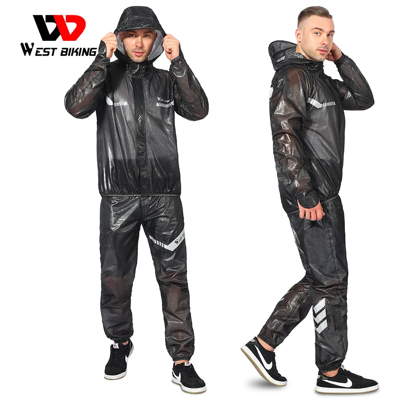 WEST BIKING Cycling Raincoat Waterproof Windproof Breathable Reflective MTB Road Bike Jacket Pants Suit Camping Men Women