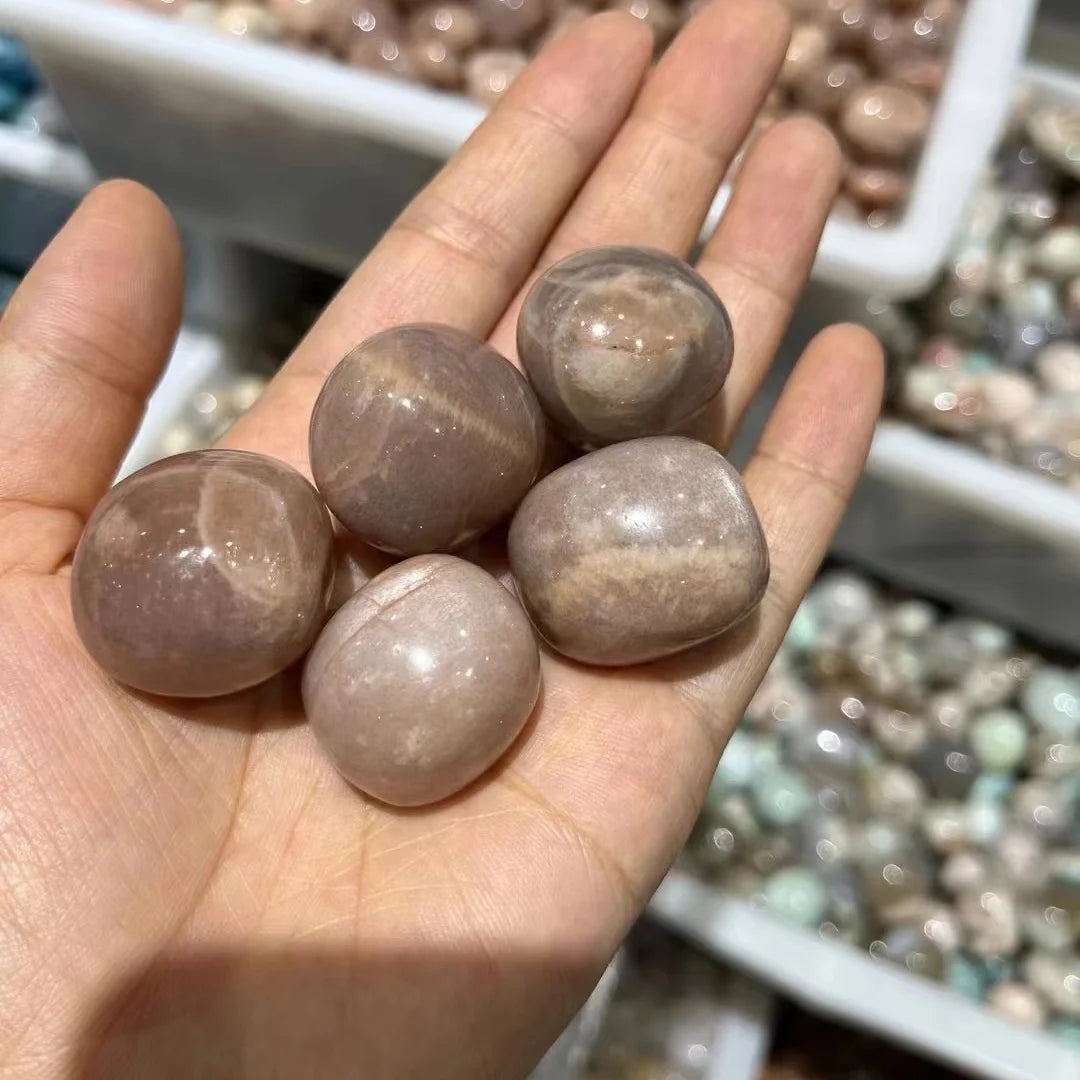 Crystal Reki Healing Tumbled Stones Peach Moonstone Sunstone 20-30mm Tumbled Stone