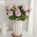 3 Heads Beautiful Concubine Peony Artificial Silk Flowers Long Stem for Home Wedding Table Decoration