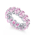 925 Sterling Silver White Gold Plated Eternity Oval Cut Cubic Zirconia Eternity Stackable Ring Band for Women