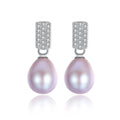 Elegant and Exquisite Wholesale Earrings Sterling Silver 925 Jewelry Zirconia Drop Shape Freshwater Pearl Stud Earrings