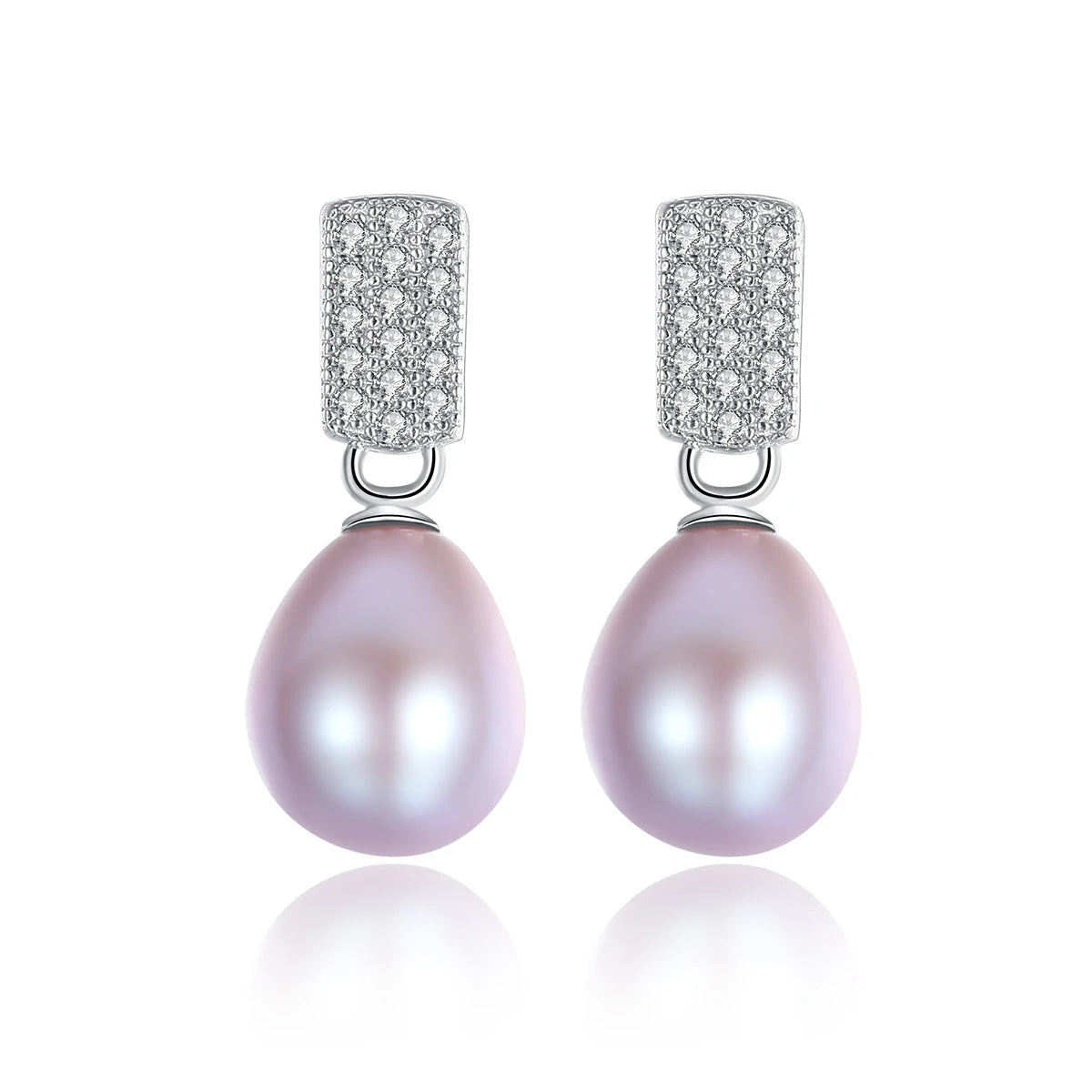 Elegant and Exquisite Wholesale Earrings Sterling Silver 925 Jewelry Zirconia Drop Shape Freshwater Pearl Stud Earrings