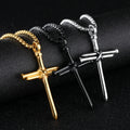 Wholesale Non Tarnish Gold Silver Black Nail Cross Pendant Necklaces for Women and Men