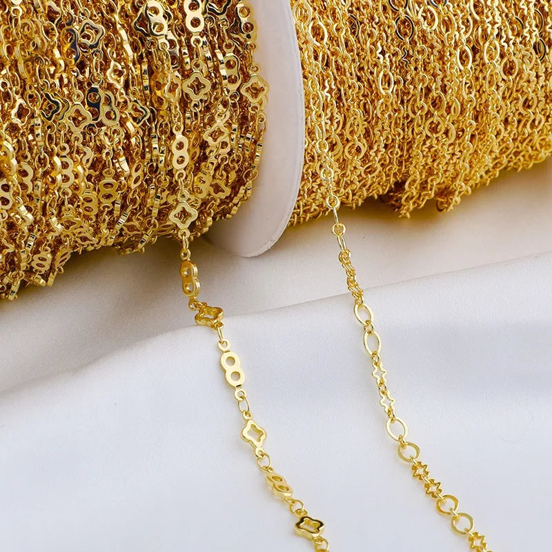 Factory Wholesale Shiny Brass Gold Plated Four Leaf Clover Figure 8 Chain for Jewelry Making