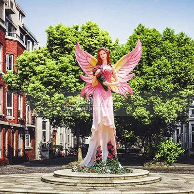 Hot Sale Resin Cartoon Sculpture Fiberglass Flower Fairies Sculpture for Garden Park Decor