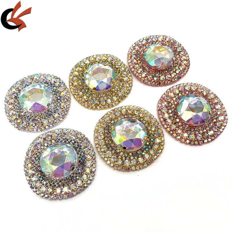 DIY Craft AB clear Crystals Glue on Embellishment Round Shape Rhinestone Appliques