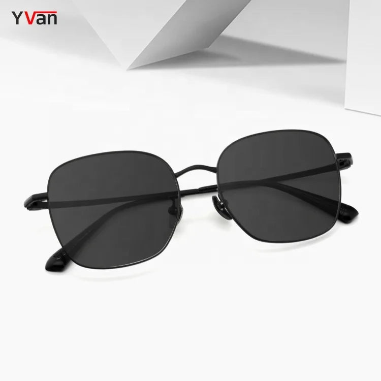 Custom Logo Black Titanium Sunglasses Oversized Vintage Square Eyewear Polarize UV400 Shade Gold Pink Large Sun Glasses Tac