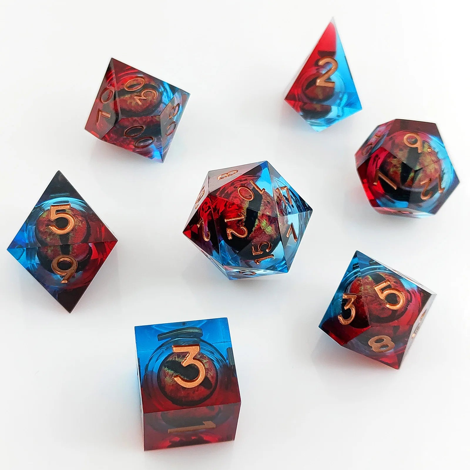 Factory Price sharp Edge Liquid Core Cat Eye D20 Dice Set for Dungeons and Dragons DND