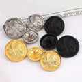 Fashion Sewing Metal Concave Convex Embossed Buttons Men Women Round Black Gold Silver Clothing blazer Suit Buttons for Coat
