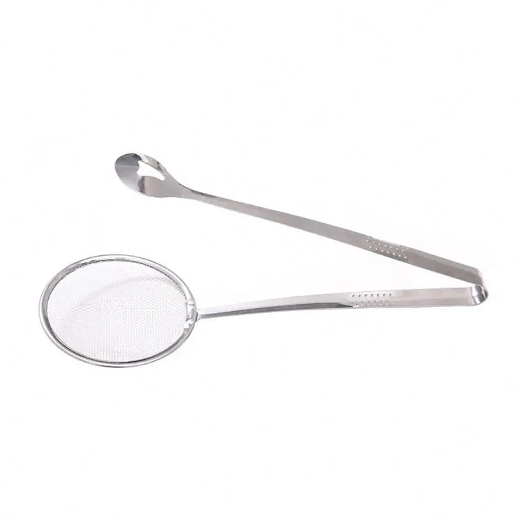 Factory Wholesale With Long Handle Non Stick Fried Drain Oil Stainless Steel Slotted Spoon