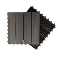 Black Interlocking Wood Tiles Waterproof Fireproof DIY WPC Composite Decking Board for Outdoor Garden Easy Click System for