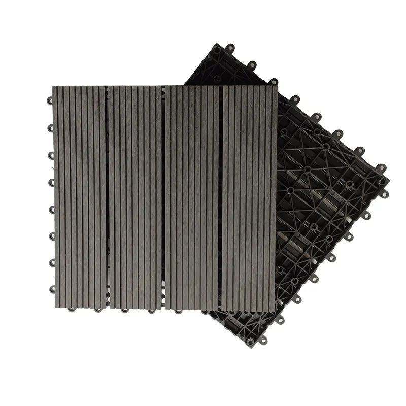 Black Interlocking Wood Tiles Waterproof Fireproof DIY WPC Composite Decking Board for Outdoor Garden Easy Click System for