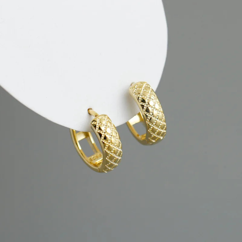 Renting Jewelry High Quality New Fashion Simple Design Sterling Silver 925 Jewelry Texture Hoop Earrings Women EH1226