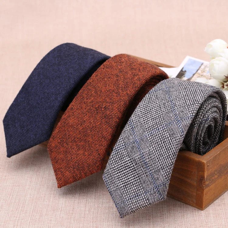 Men's 6cm Jacquard Woven Jacquard Wool Necktie Solid Colors Cashmere Wedding Tie in Red Brown Green Gray Fashion