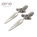 Punk Stainless Steel Jewelry Piercing Screw Black CZ Zircon Diamond Sword Earrings for Men Women
