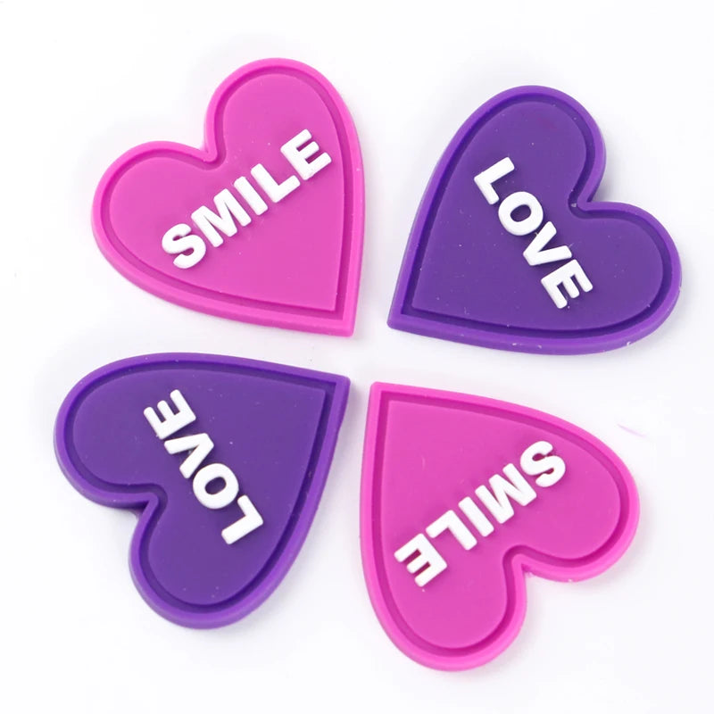 Custom Brand Logo Emboss Smile and Love Eco-friendly 3D PVC Rubber Silicone Patch Label for  Clothing Shoes