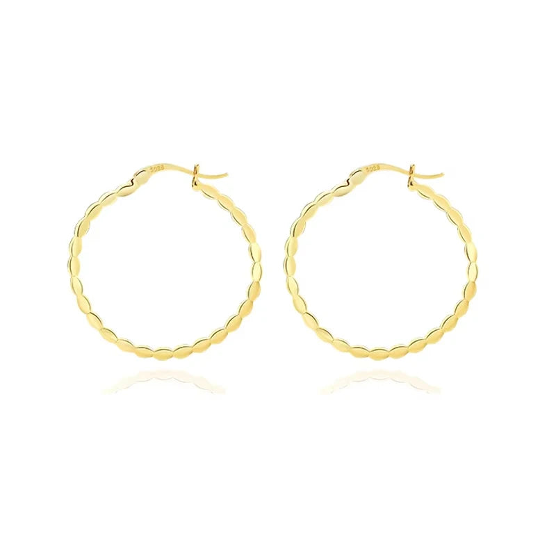 Customized Sterling Silver 925 Big Circle Gold Plated 18K Large Beaded Shape Hoop Earrings for Women