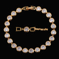 Sparkling White Cubic Zirconia 18k Gold Filled Chain Link Bezel Setting Round Tennis Bracelet for Women CZ Jewelry MegaBDM