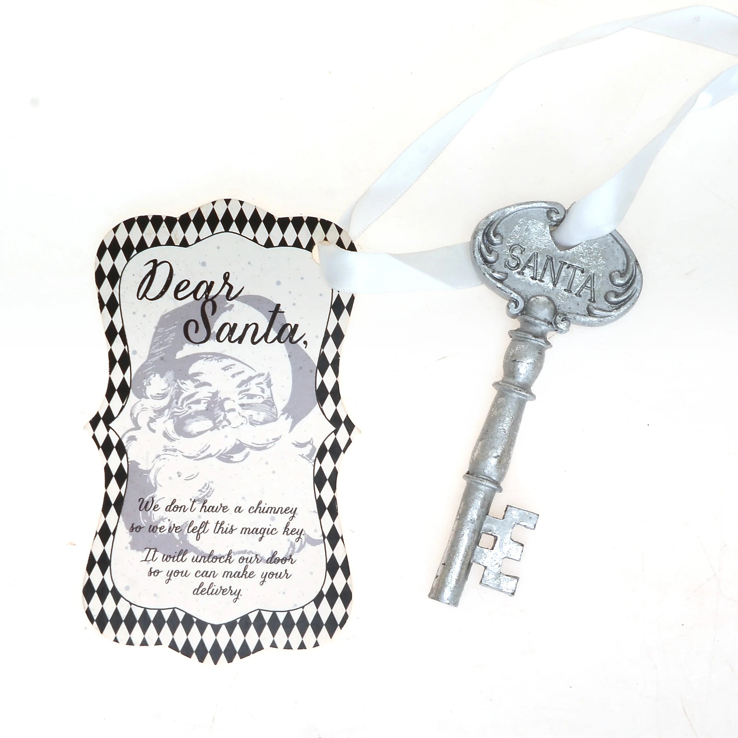 Silver Christmas Decor 2023 Santa Magic Key  for Rustic Farmhouse Decor