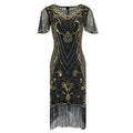 Plus Size Flapper Dresses 1920s Dresses for Women Crew Neck Great Gatsby Dresses with Sleeve Roaring 20s Dress for Harlem Nights