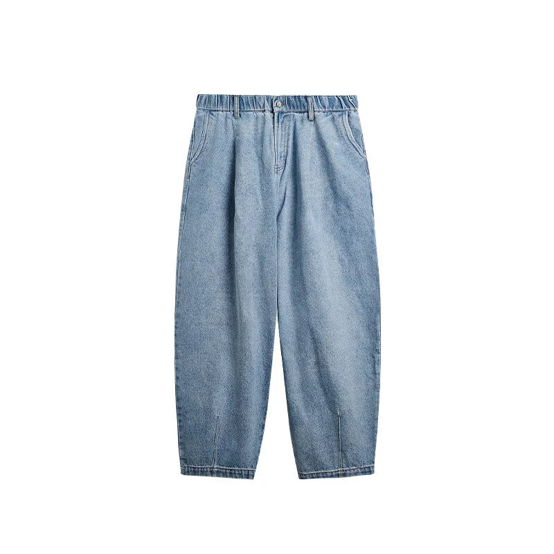 Wholesale Custom Japanese Formal Solid Mid-rise Breathable Eco-Friendly Street Trend Monkey Wash Loose Straight-leg Denim Men's