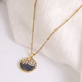 Promotional Ladies' Fashion Necklace CZ Hip Hop Black White Coin Pendant Micro Pave Gold Plated Brass Butterfly Shape Zircon