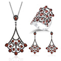 W0317 Abiding Fine Jewelry Designer Style Natural Red Garnet 925 Sterling Silver Jewelry Sets for Woman Jewellery