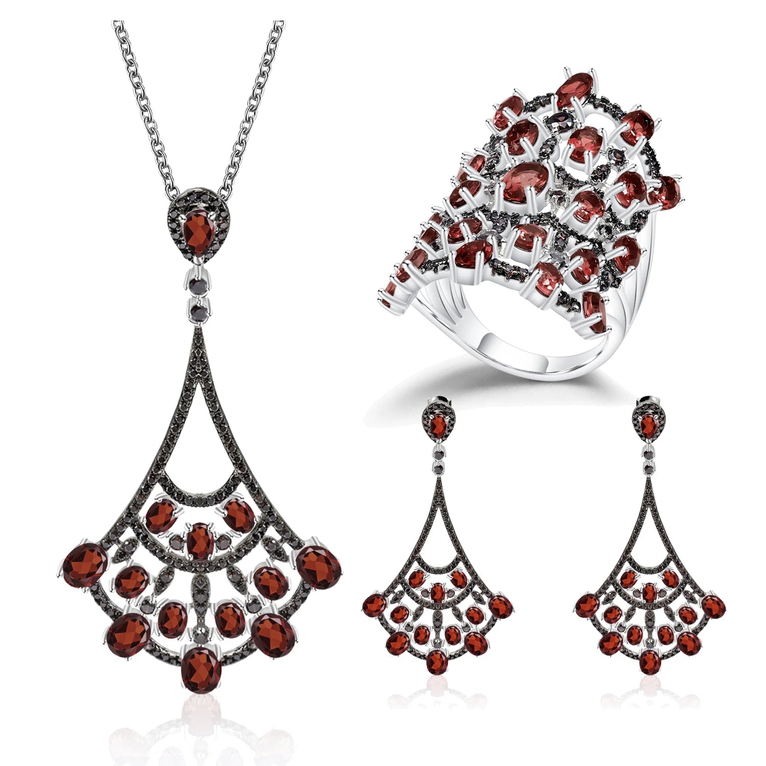 W0317 Abiding Fine Jewelry Designer Style Natural Red Garnet 925 Sterling Silver Jewelry Sets for Woman Jewellery