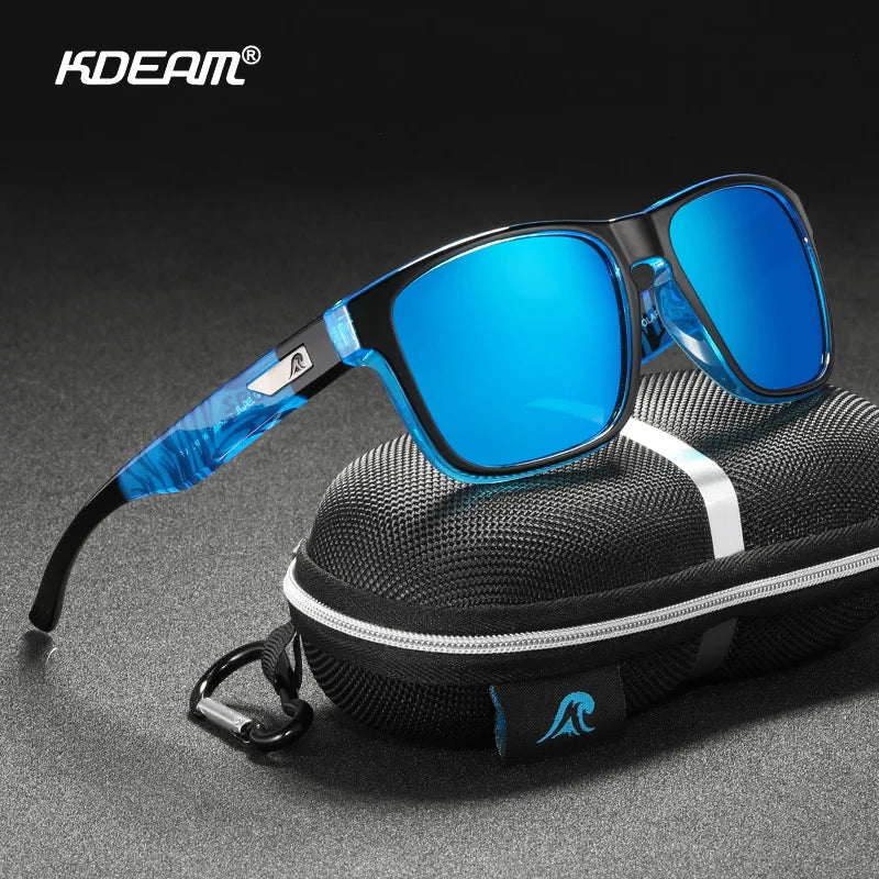 KDEAM CAT.3 Classic Square Polarized Sunglasses Men Brand Designer Fashion Mirrored Lens Outdoor Cycling Sunglasses UV400 KD109