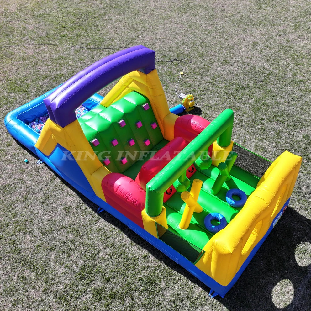 Inflatable Obstacle Course Bounce House for Kids Sports Games Bouncer Combo with Slide Pool Ball Pit Climbing