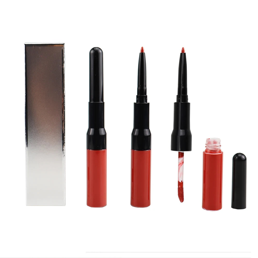Custom Organic Matte Private Label 2 in 1 Lipgloss Long Lasting Waterproof Liquid Lipstick with Your Own Logo for Makeup