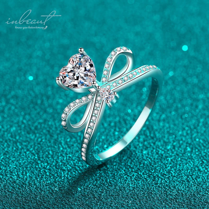 S925 Silver 1 Carat Excellent Cut Pass Diamond Test D Color Heart Moissanite Crown Wedding Ring with GRA Certificate Jewelry
