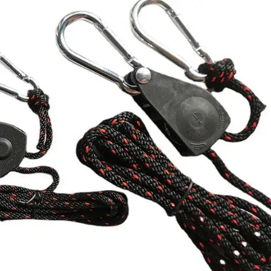 Pulley Heavy Duty 2mAdjustable Grow Light Ratchet Rope Hanger for Camping Awning Wind Rope Tent Fixed Buckle Pulley
