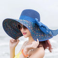 Beach Female Summer Big Along Folding Straw Hat Casual Shopping Beach Sun Paper Straw Floppy Hat
