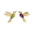 New Arrival Animal Jewelry 925 Sterling Silver Zircon Hummingbird Flying Birds Stud Earrings for Women