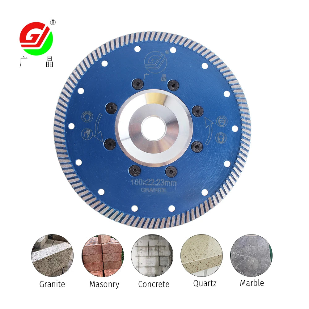 GJ Premium Quality With Flange 7 Inch 180mm Fast Cutting Turbo Saw Blade Granite Marble Concrete Diamond Circular Saw Blade