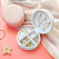Wholesale Simple Style Round Leather Jewelry Organizer Small Travel Portable Ring Earrings Ear Stud Box for Girls