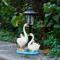 Black White Swan Resin Solar Lamp Hand-painted Feather Texture Artistic Design Fashion Theme Irregular Shape-Holiday Decoration
