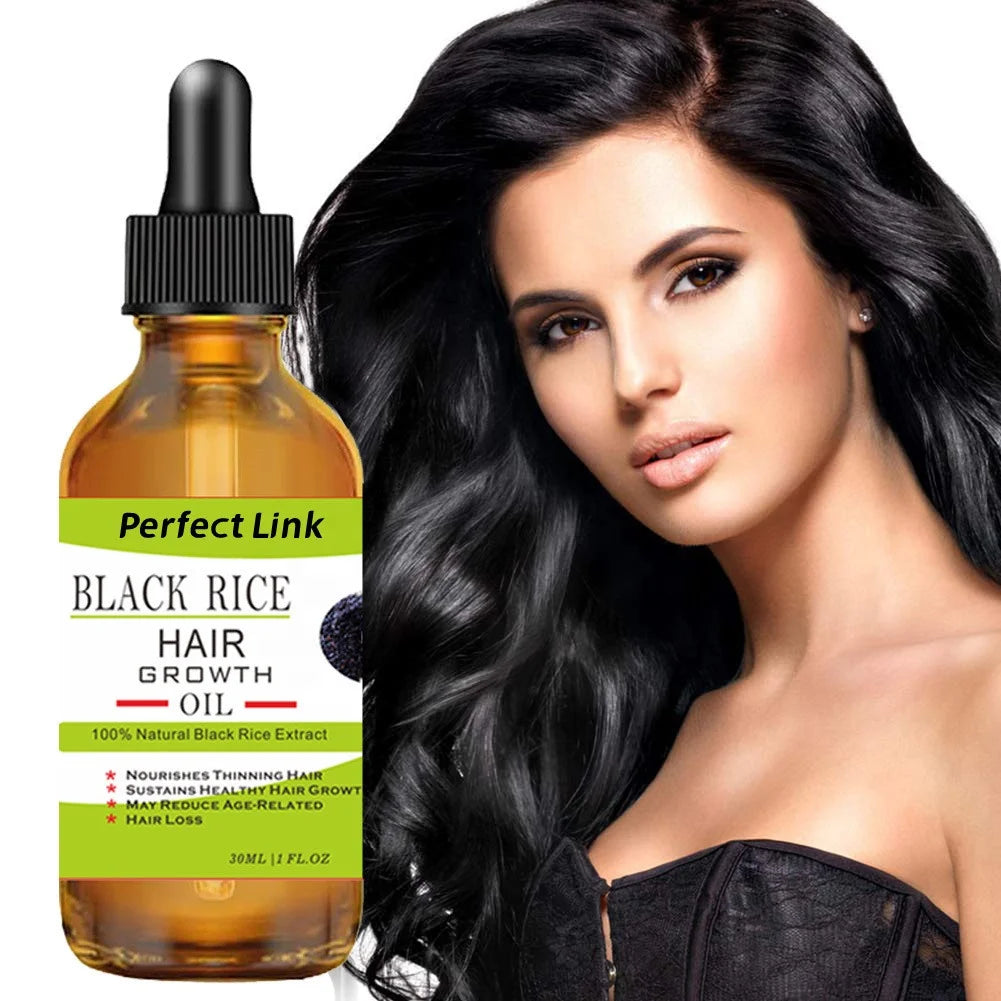 Private Label Factory Black Rice Ginger Hair Regrowth Serum for Men Black Women Hair Growth Oil
