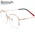 Borregls Titanium Glasses Frame Women 2025 New Fashion Oversize Square Eyeglasses Half-Rim Semi-Rimless Optical Eyewear 185715