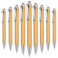 Eco-Friendly 1mm Black Ink Bamboo Retractable Ballpen Sustainable Office School Supplies with Metal Plastic Promotional Pens