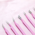 Pink Eyelash Tweezers With Heart Handle Lash Extension Tweezers With Heart Fiber Nano Grip Fiber Tip Lash Tweezers
