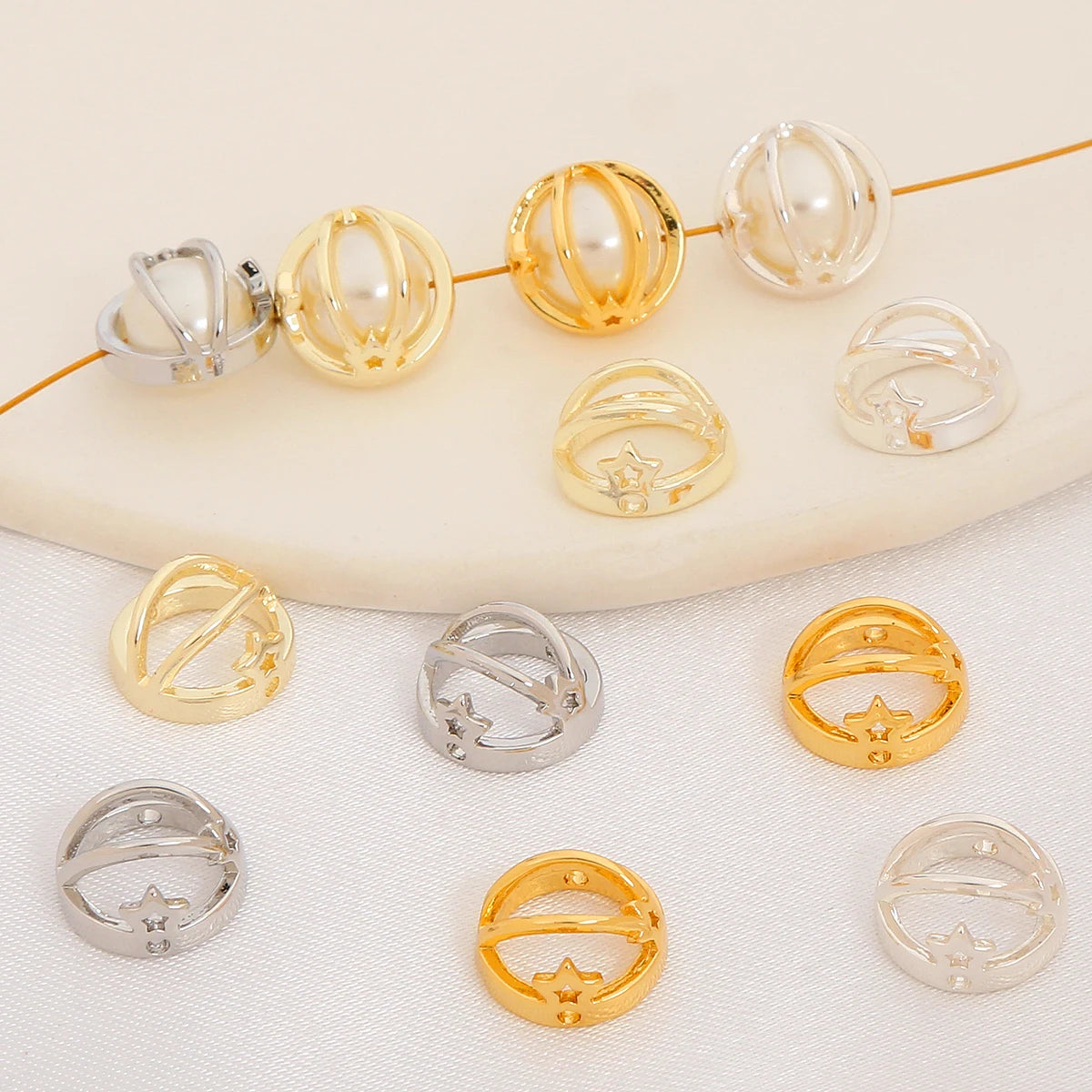 Fashion Jewelry Rings 18K Gold Plated Brass Jump Rings for Jewelry Making Open Planet Semicircle Jump Rings