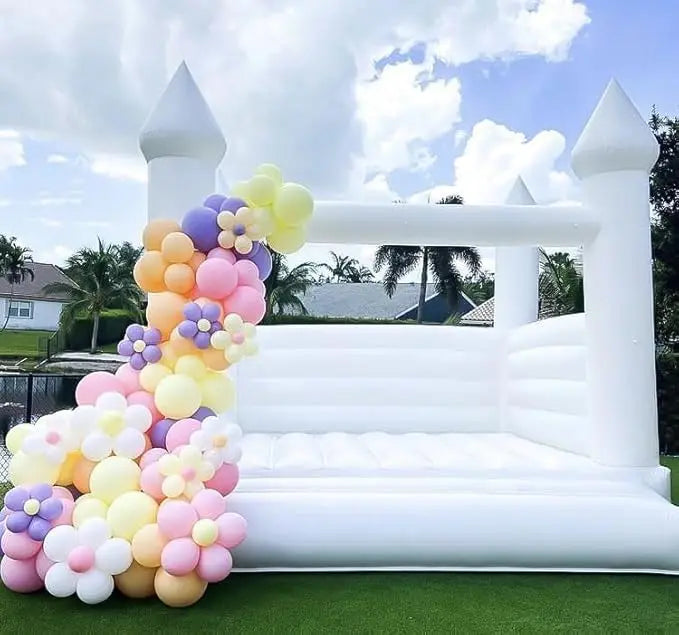13x11.5x10FT Commercial PVC Bounce House Inflatable Large White Bounce House Castle for Wedding Birthday Party Decorations