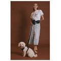 Custom Luxury Brand Logo Denim Fabric Breathable Mesh Shoulder or Waist Bag Pouches Hands Free Dog Leash and Harness Set